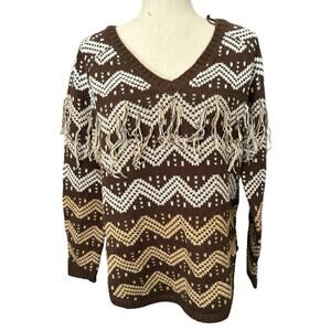 New Romeo & Juliet Brown Fringed Sweater Size S